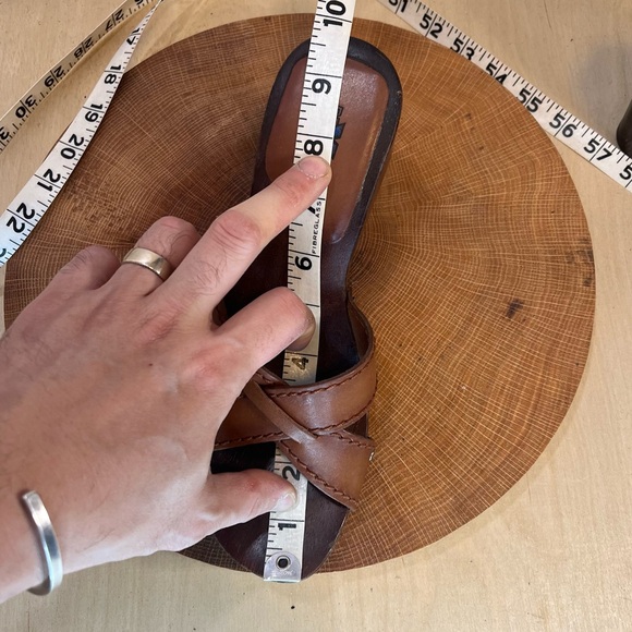 *NXP | "Twiggy" Vintage Made in Brazil Wooden Heeled Leather Straps Sandals 6.5 - Picture 16 of 16